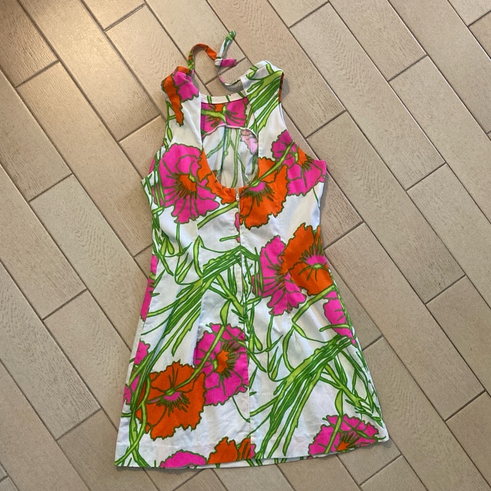 AND White Cream Halter Mini Sundress Casual